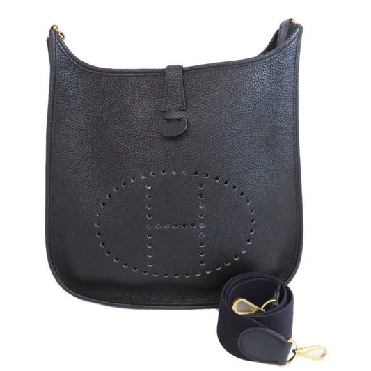 HERMES Shoulder Bag Togo black Evelyn 1 GM Gold Metal Women