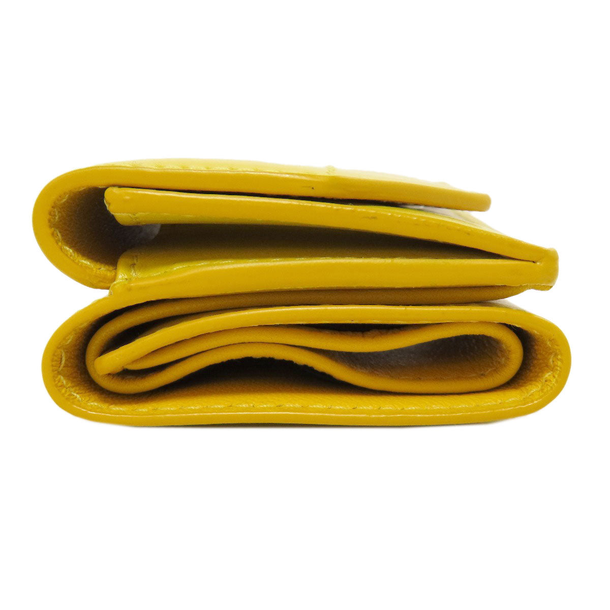 BALENCIAGA Bifold Wallet 529098 leather yellow logo Tri-fold Wallet Women