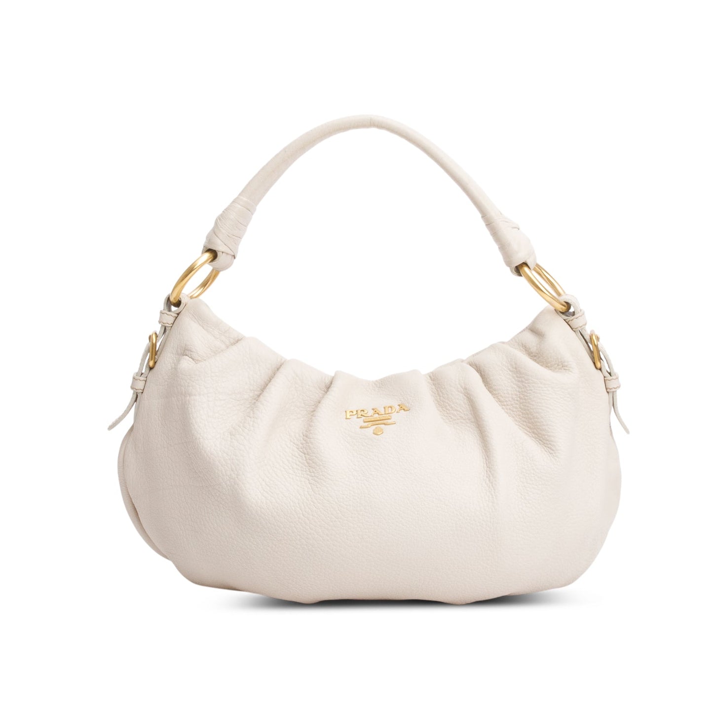 Prada Beige Cervo Pleats Small Shoulder Bag