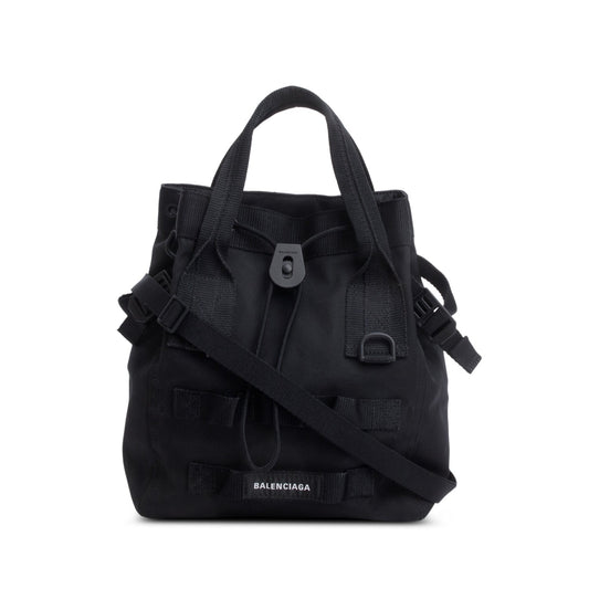 Balenciaga Black Canvas Logo Patch Tote Bag