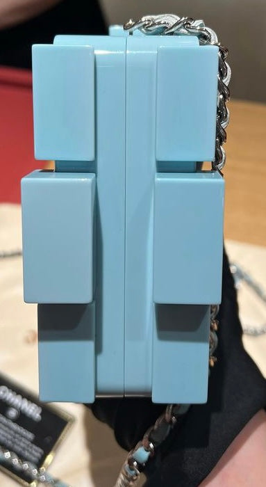 CHANEL Baby Blue Lego Clutch very rare pristine