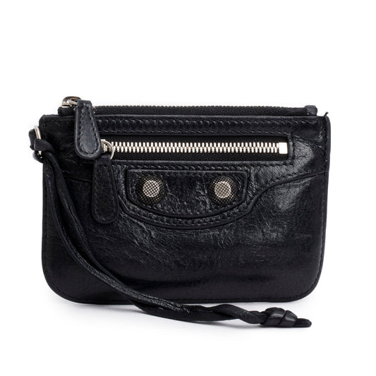 Balenciaga Black Arena Leather Le Cagole Coin Purse