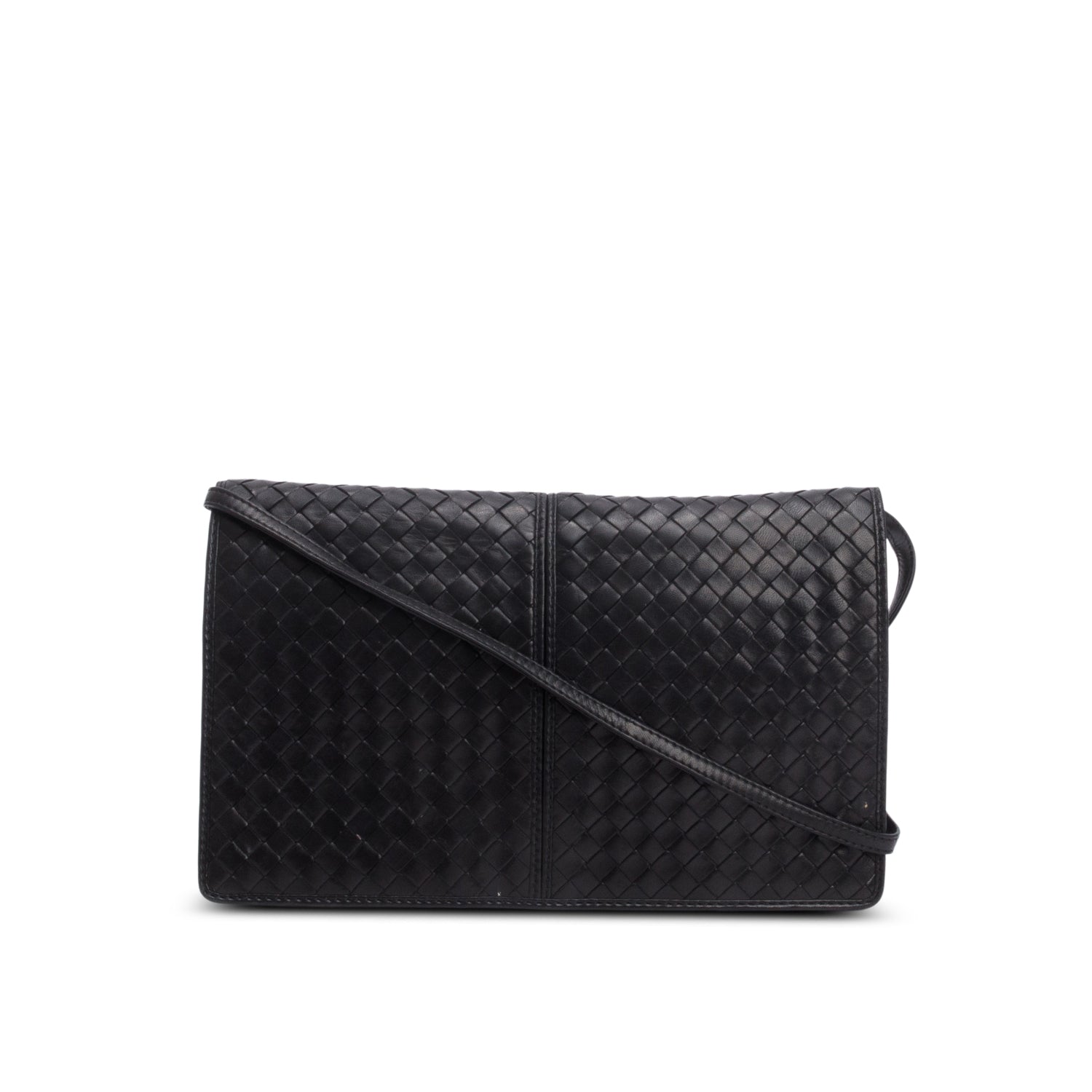 Bottega Veneta Black Intrecciato Leather Clutch