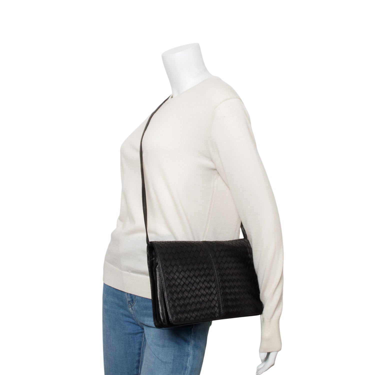 Bottega Veneta Black Intrecciato Leather Clutch