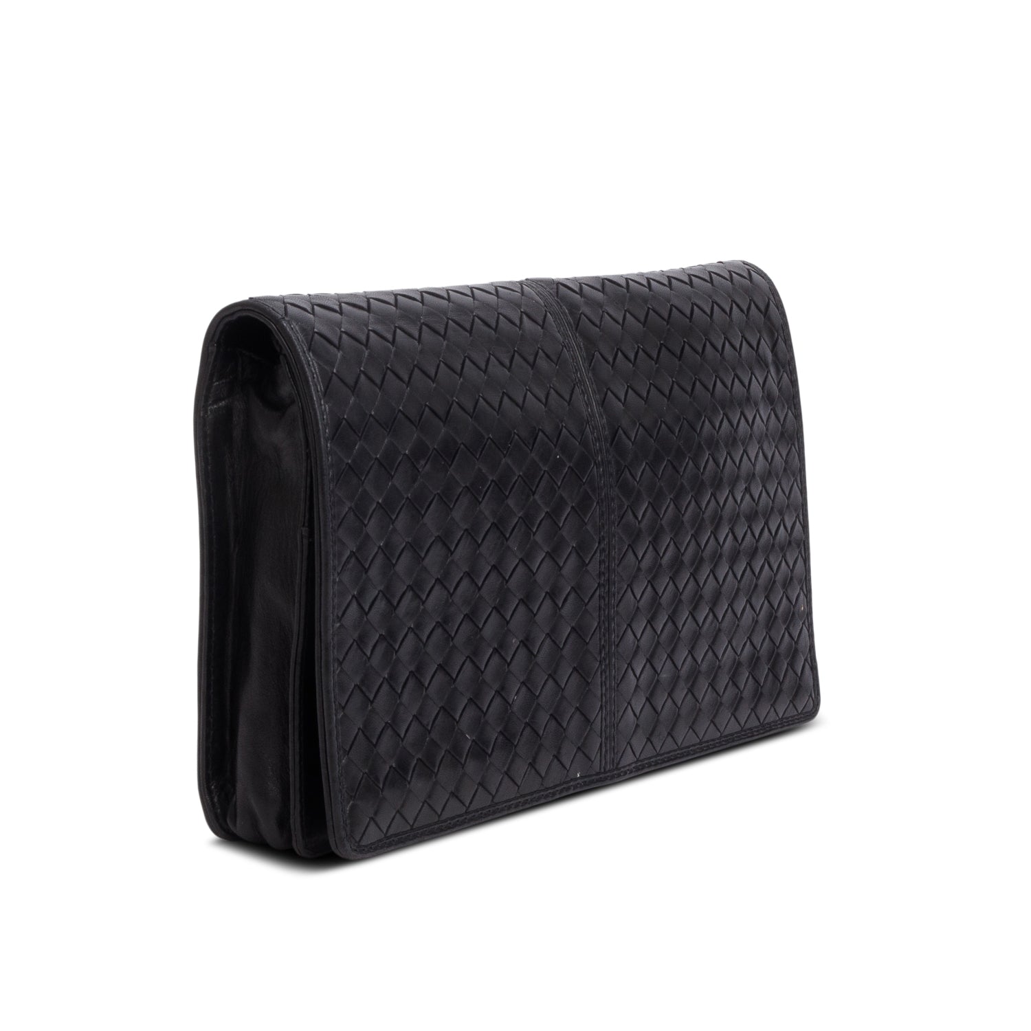 Bottega Veneta Black Intrecciato Leather Clutch