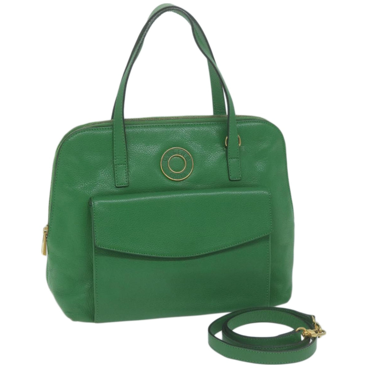 Luxury CELINE Hand Bag Leather 2way Green 66491