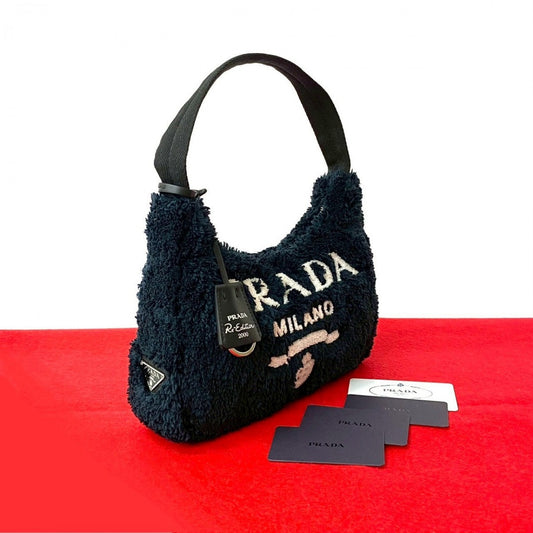 PRADA Handbag pile black Re-Edition terry mini