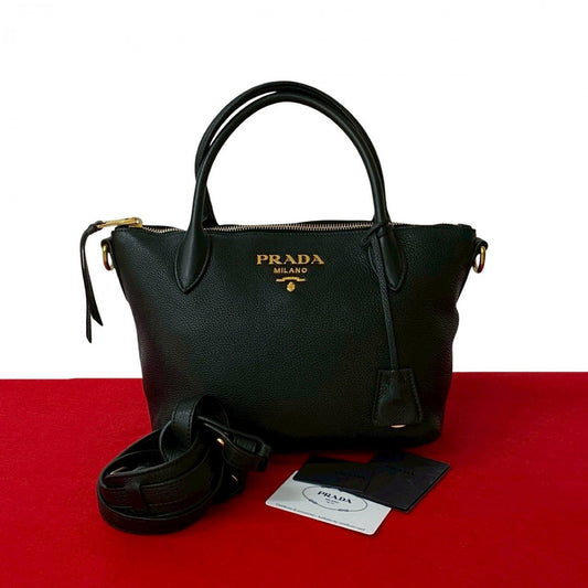 PRADA Shoulder Bag leather black