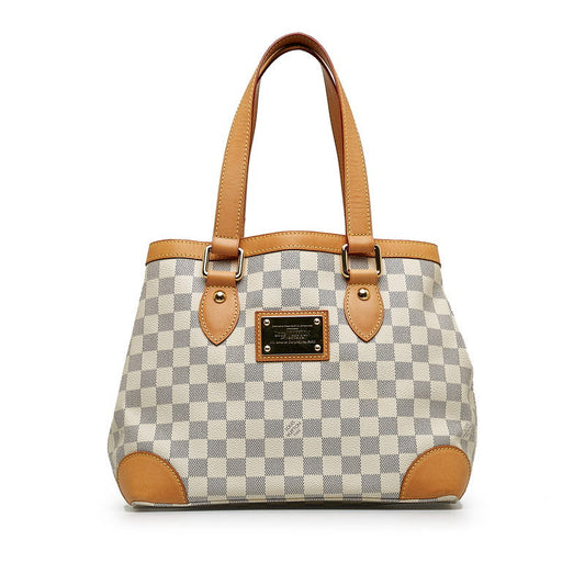 Louis Vuitton Damier Azur Hamsteed PM Handbag N51207 White PVC Leather Lady Louis Vuitton
