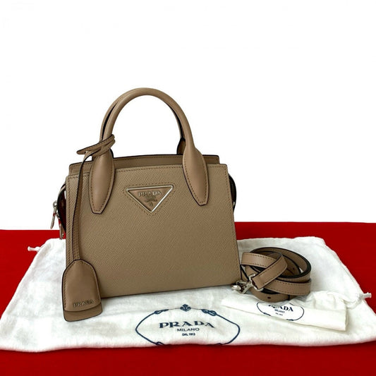 PRADA Shoulder Bag leather beige Kristen