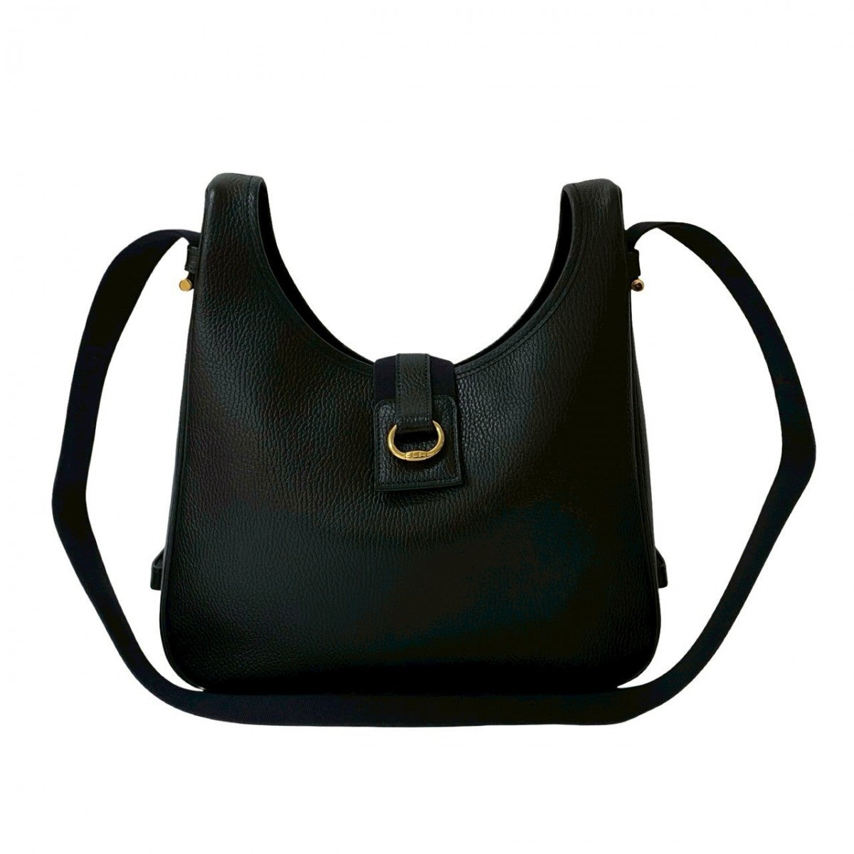 HERMES Shoulder Bag leather black Sako