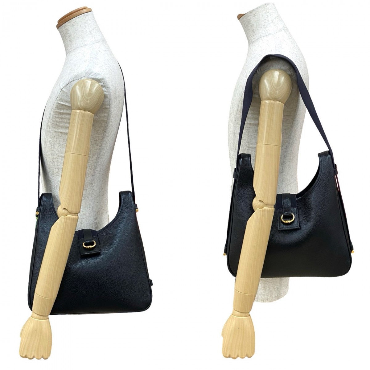 HERMES Shoulder Bag leather black Sako