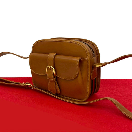 GUCCI Shoulder Bag leather Brown Sherry line
