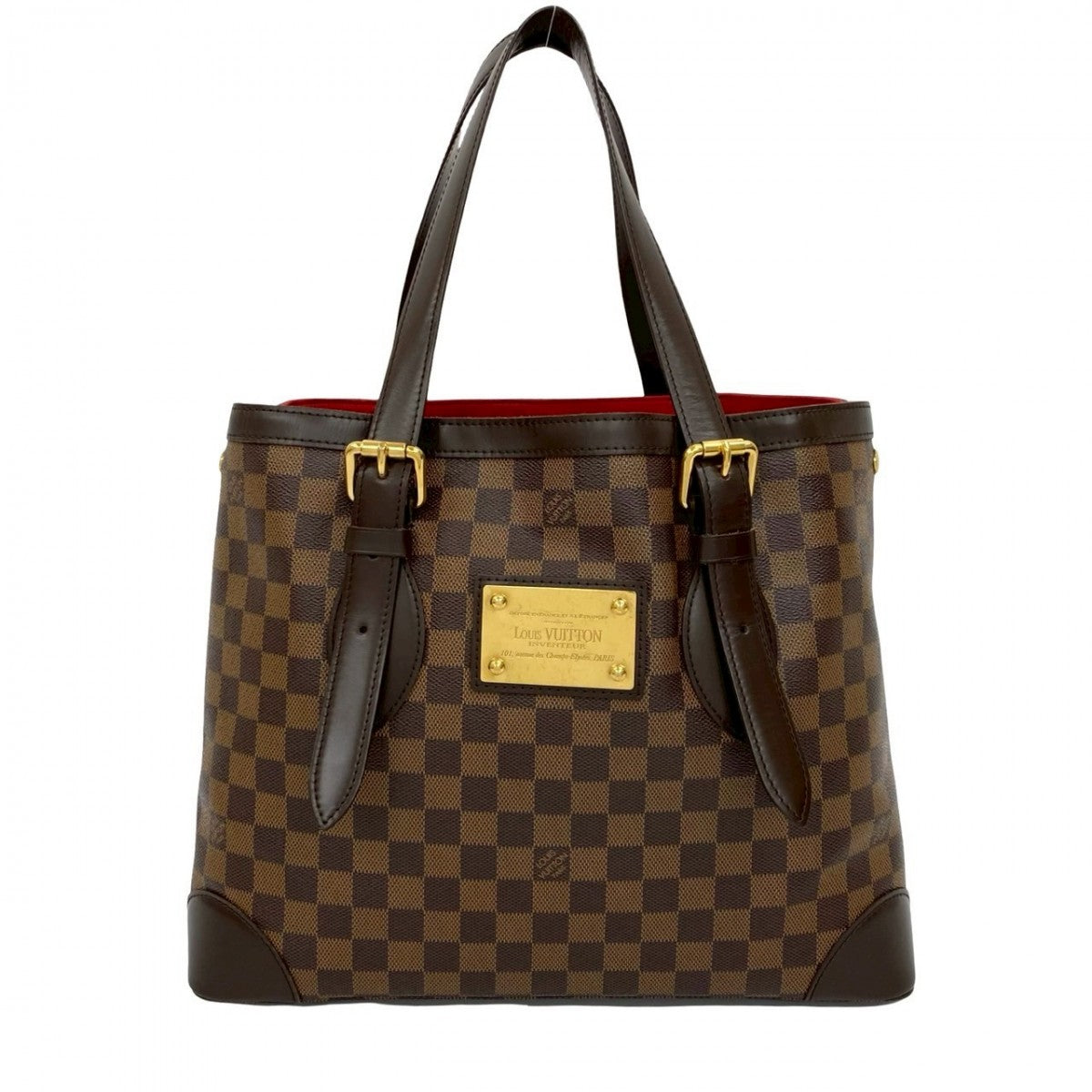 LOUIS VUITTON Tote Bag leather Brown Damier Hamstead MM