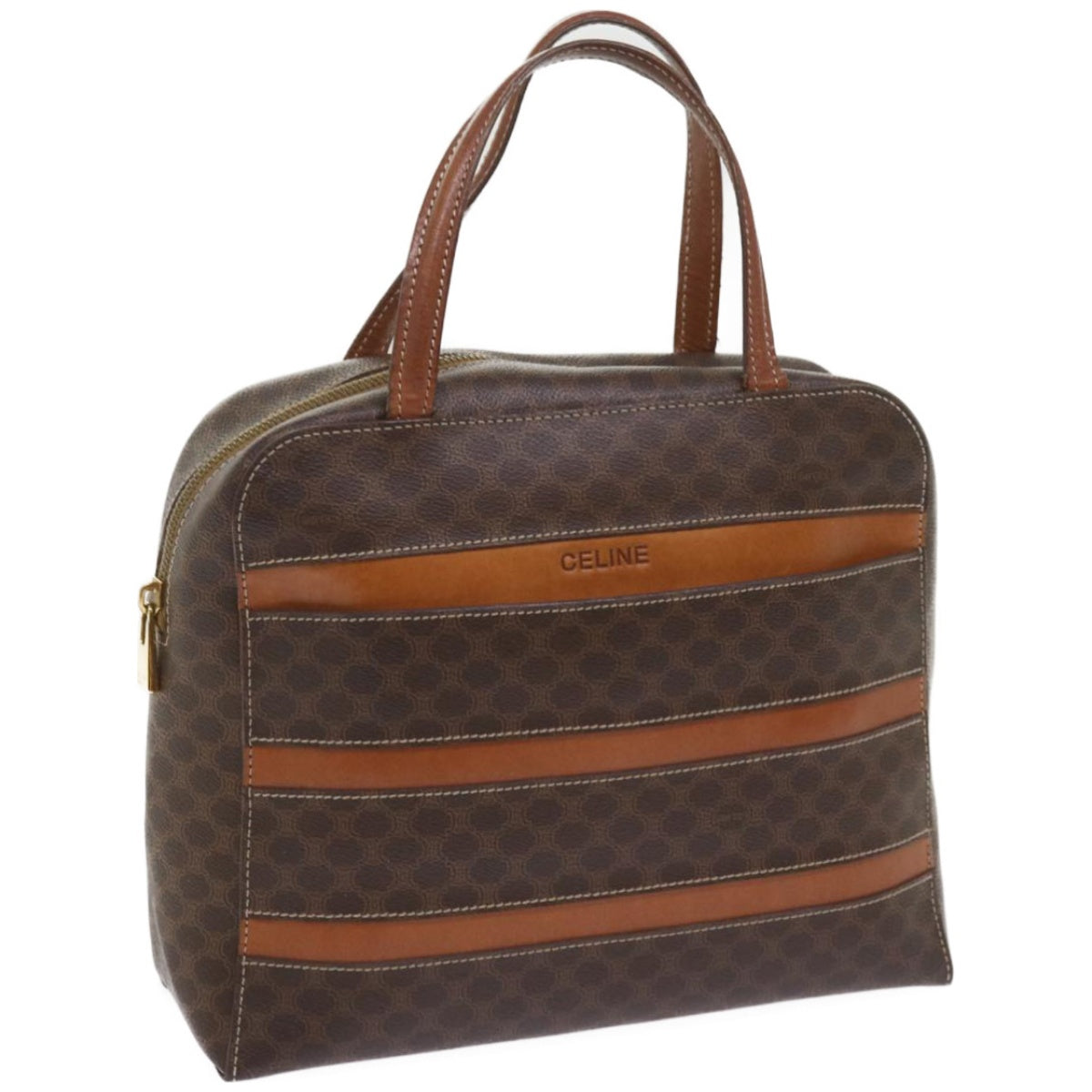 Luxury CELINE Macadam Canvas Hand Bag PVC Brown 66659