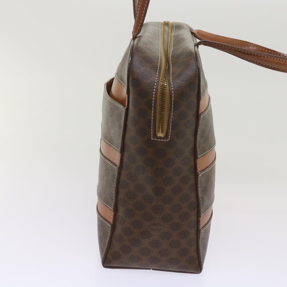 Luxury CELINE Macadam Canvas Hand Bag PVC Brown 66659
