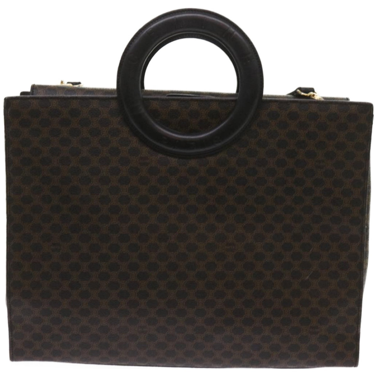 Luxury CELINE Macadam Canvas Hand Bag PVC 2way Black 66733