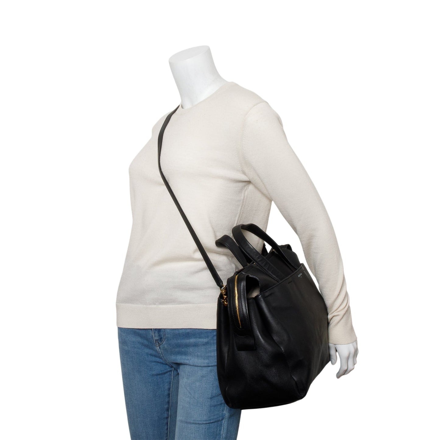 Balenciaga Black Lambskin Portfolio Sac Handle Bag