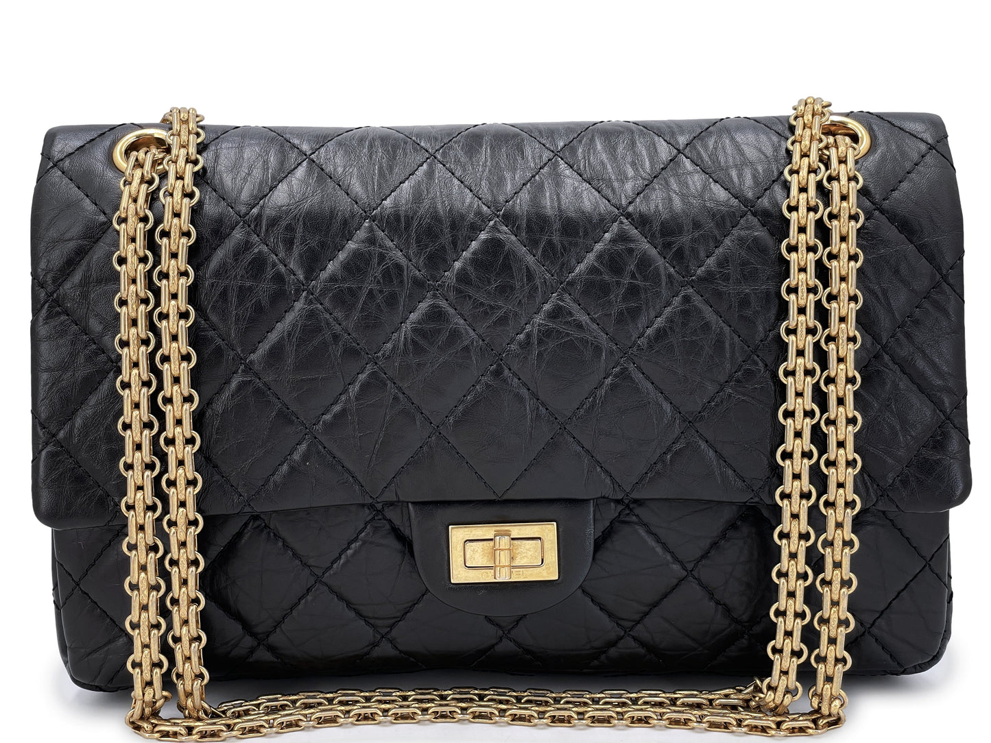 Chanel Black Aged Calfskin Reissue Medium 226 2 55 Flap Bag GHW
