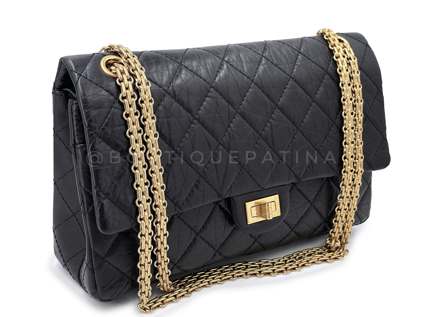 Chanel Black Aged Calfskin Reissue Medium 226 2 55 Flap Bag GHW