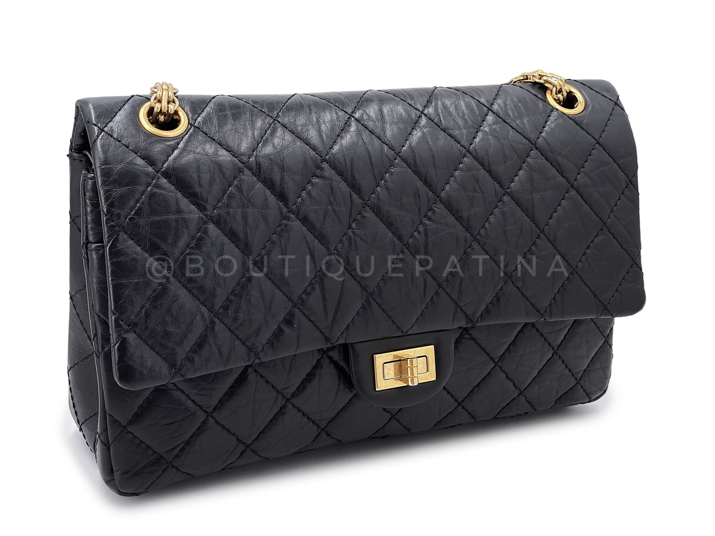 Chanel Black Aged Calfskin Reissue Medium 226 2 55 Flap Bag GHW