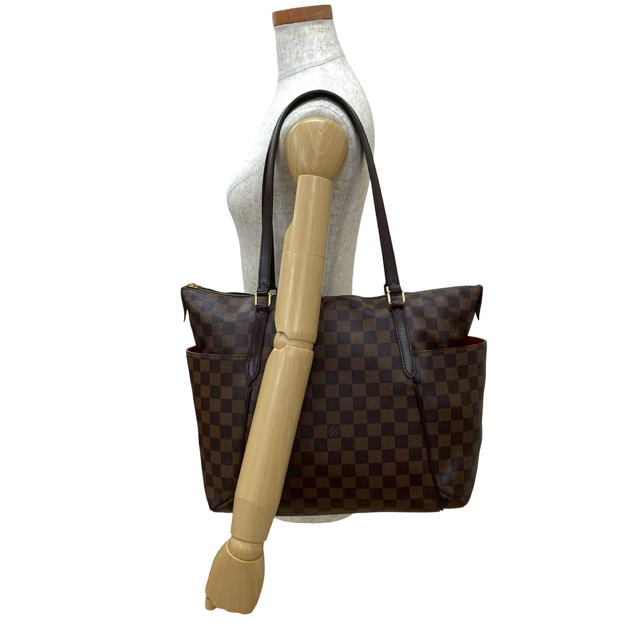 LOUIS VUITTON Tote Bag leather Brown Damier Totally MM