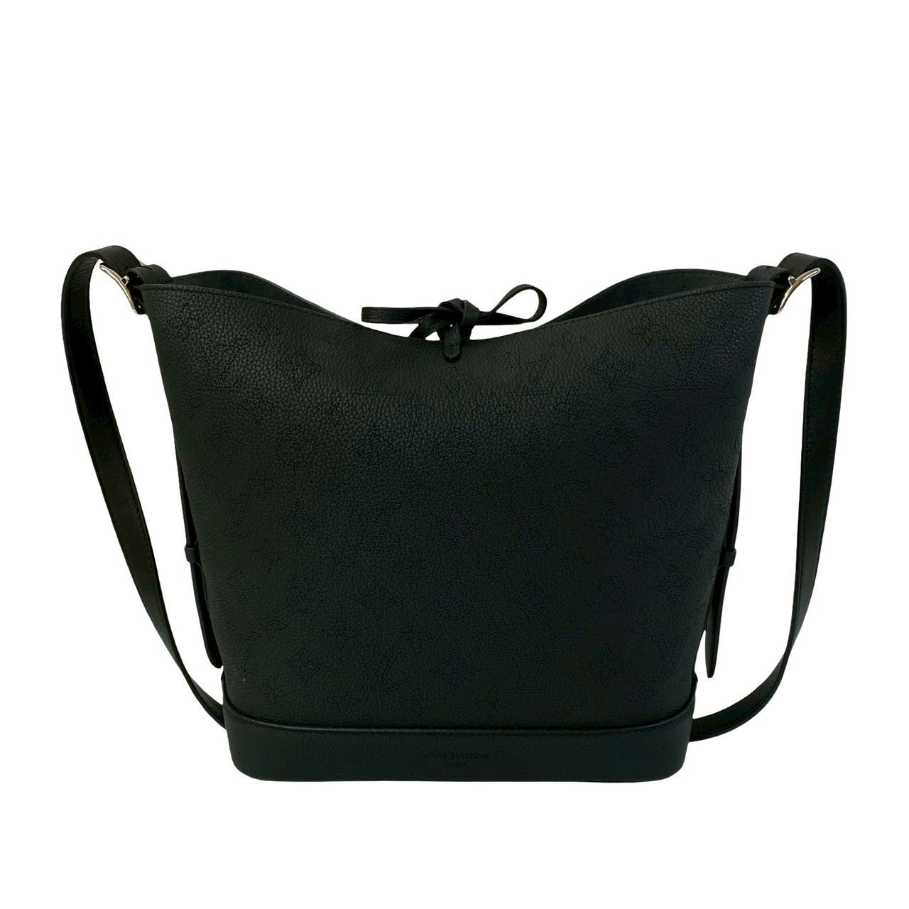 LOUIS VUITTON Shoulder Bag leather black Monogram Mahina Flor NM