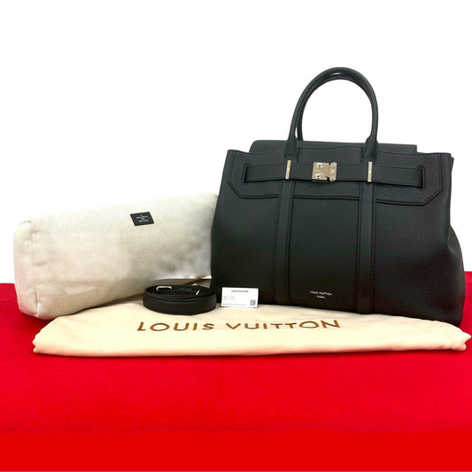 LOUIS VUITTON Shoulder Bag leather black Georges Tote MM