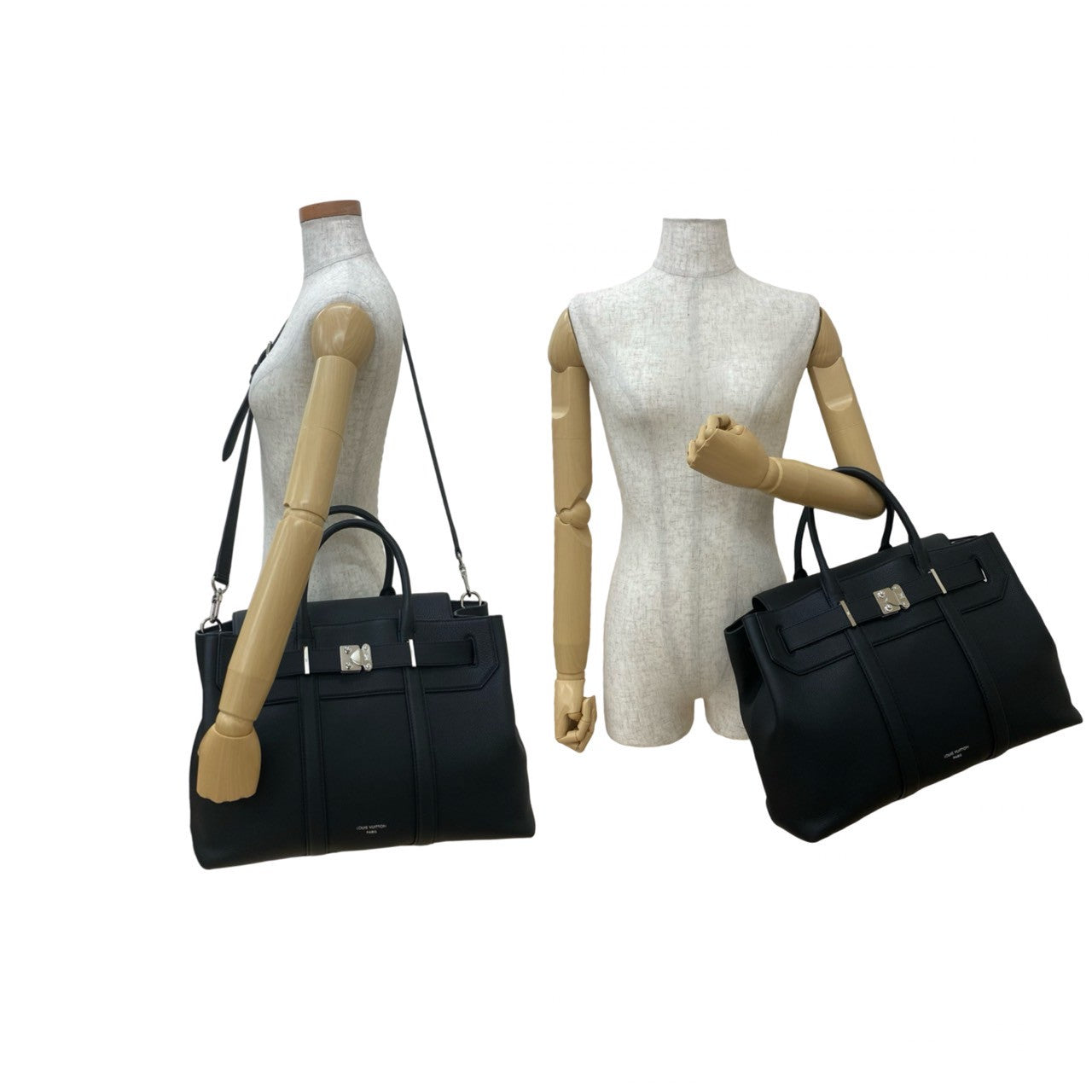 LOUIS VUITTON Shoulder Bag leather black Georges Tote MM
