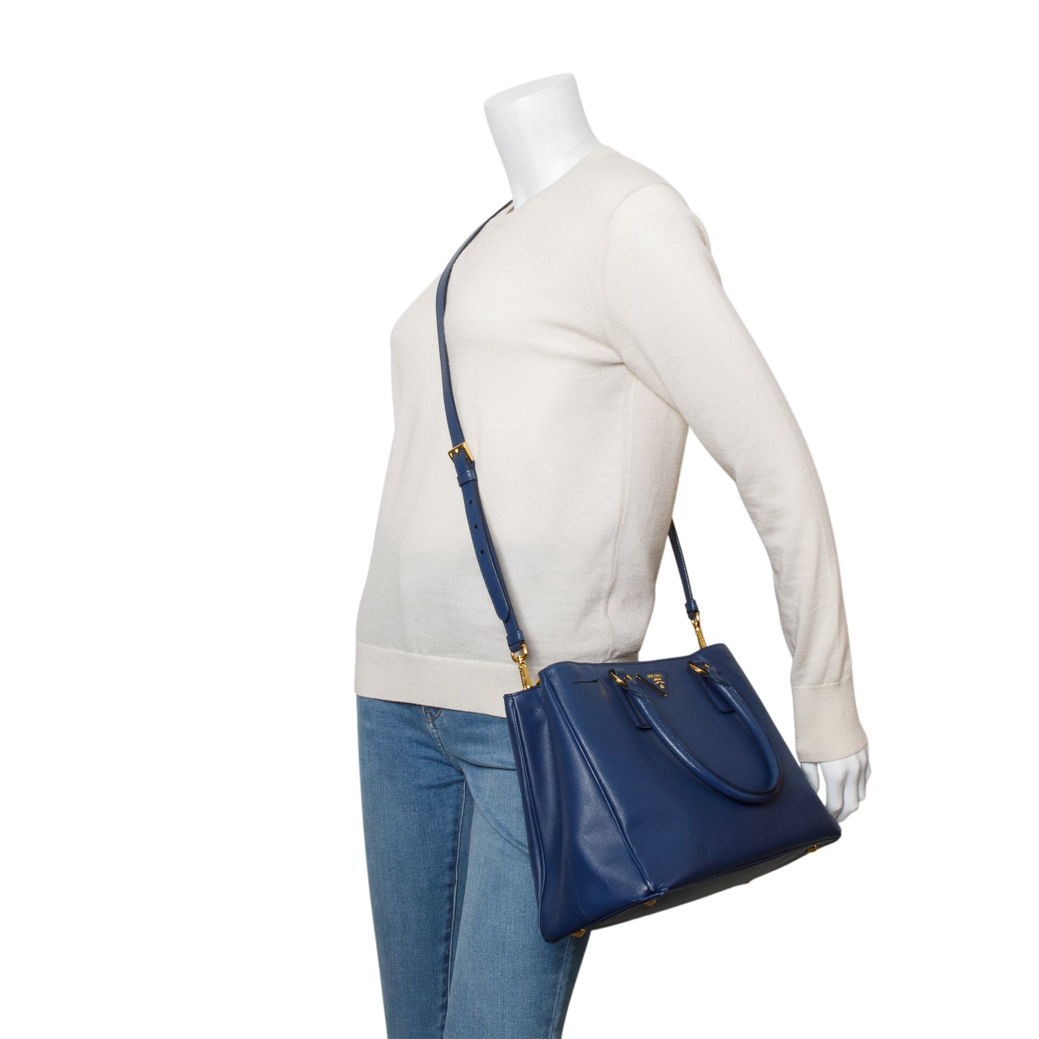 Prada Blue Saffiano Lux Medium Galleria Tote