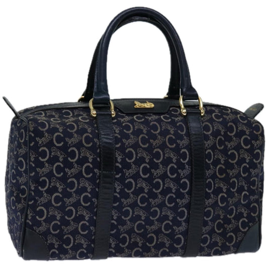 Luxury CELINE C Macadam Canvas Hand Bag Navy 66941