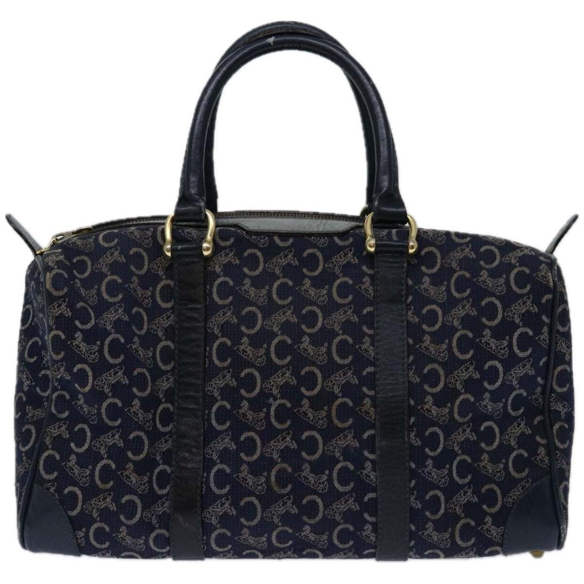 Luxury CELINE C Macadam Canvas Hand Bag Navy 66941