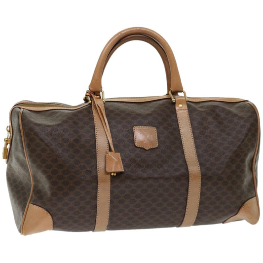 Luxury CELINE Macadam Canvas Boston Bag PVC Brown 66957