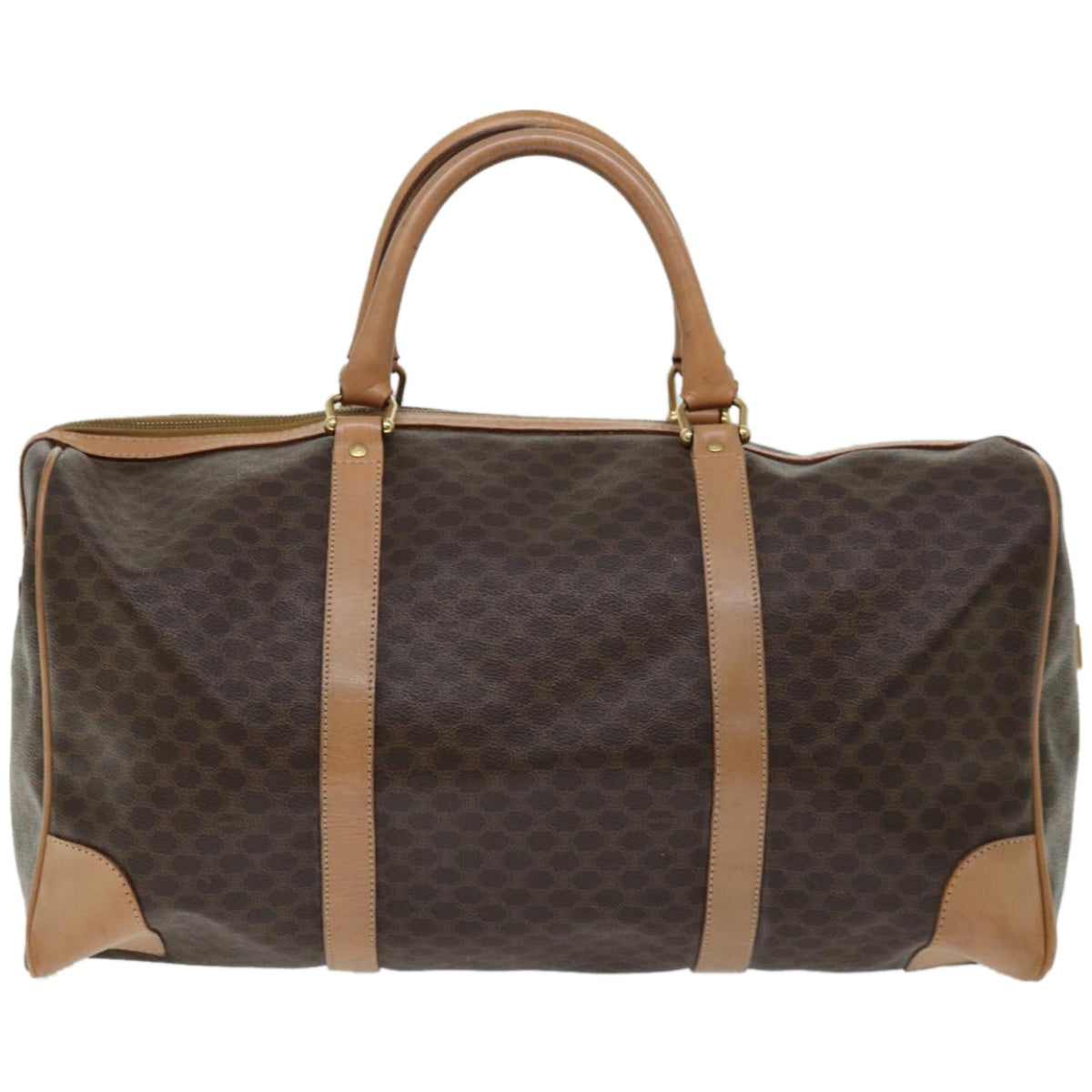 Luxury CELINE Macadam Canvas Boston Bag PVC Brown 66957