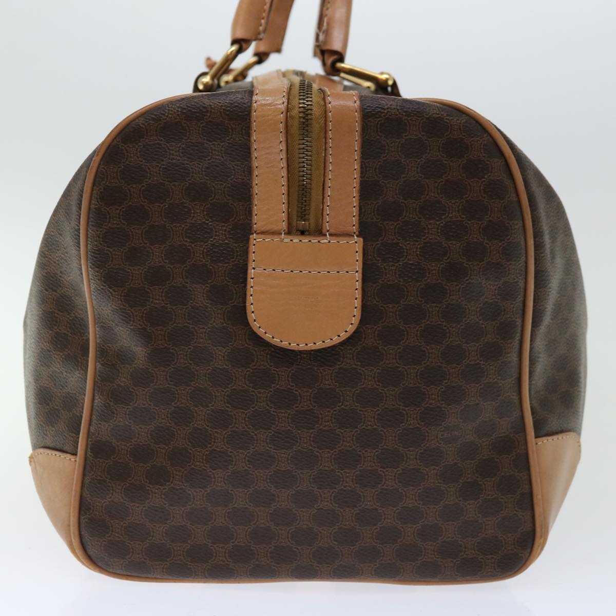 Luxury CELINE Macadam Canvas Boston Bag PVC Brown 66957
