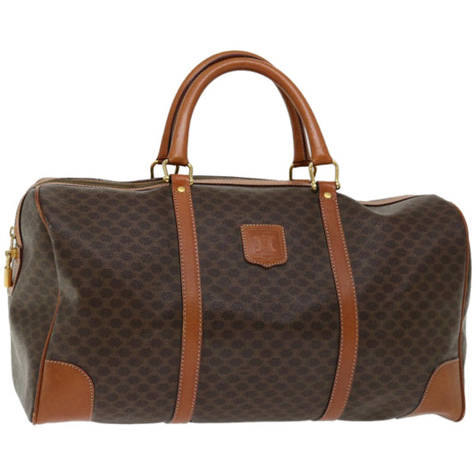 Luxury CELINE Macadam Canvas Boston Bag PVC Brown 66958