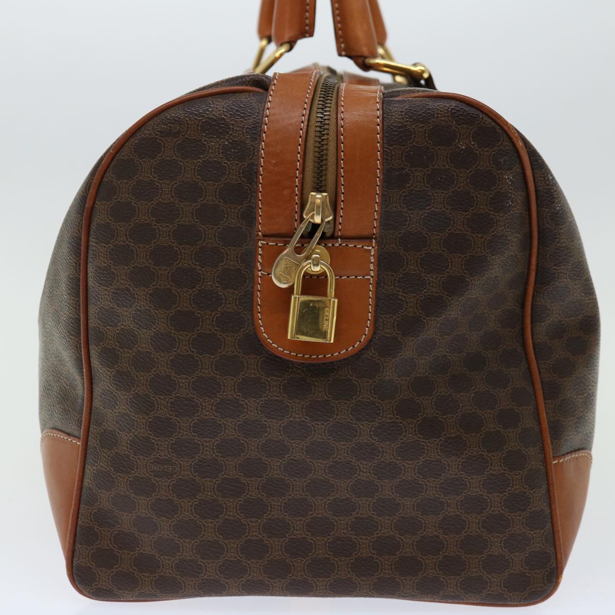 Luxury CELINE Macadam Canvas Boston Bag PVC Brown 66958
