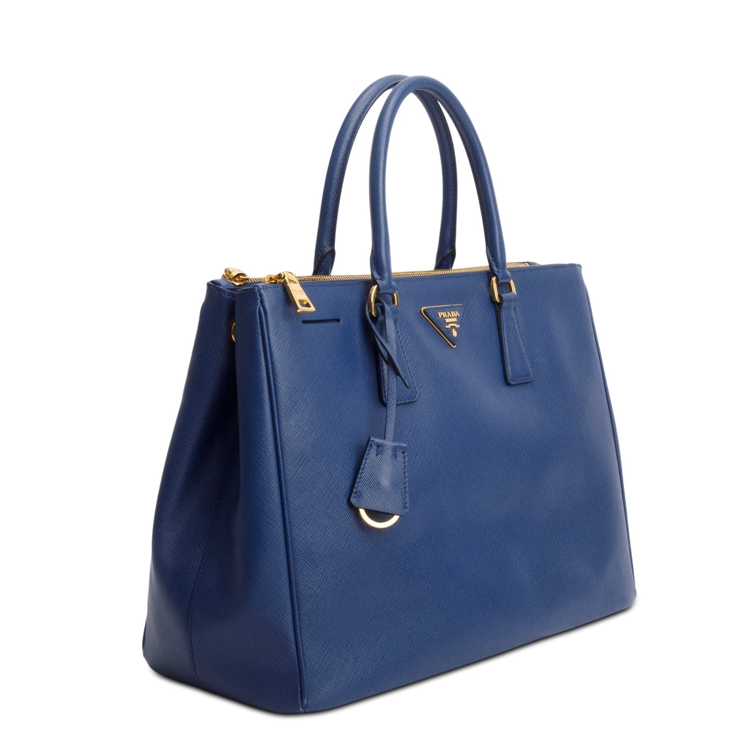 Prada Blue Saffiano Lux Large Double Zip Galleria Tote