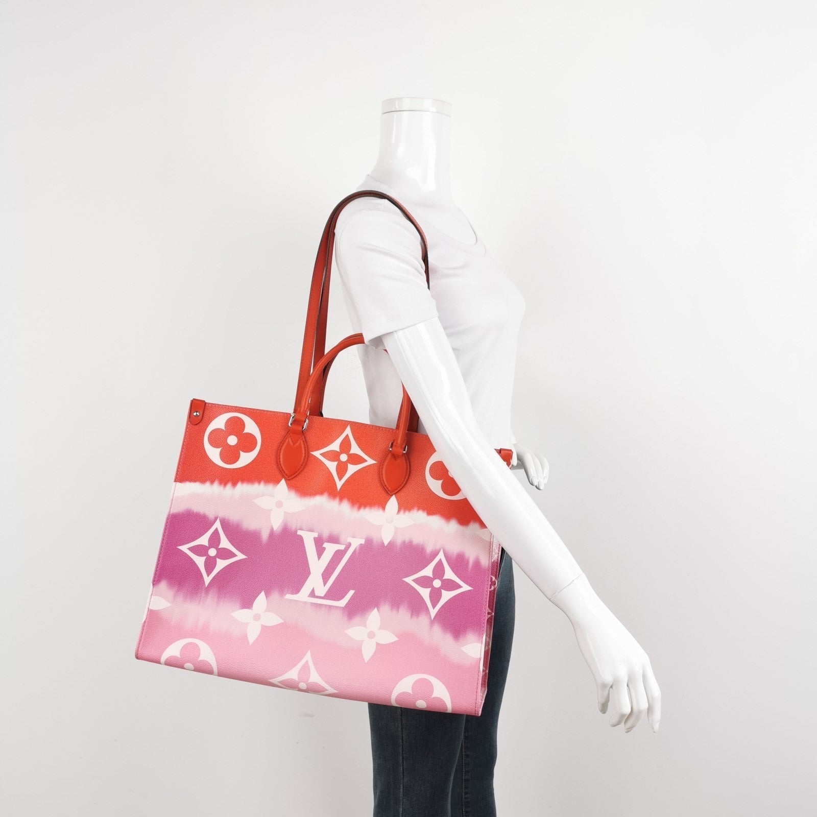 Louis Vuitton OnTheGo Monogram Escale Rouge Leather GM Tote Bag