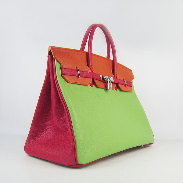 Hermes Birkin 35cm Togo Leather Handbags 6099 Red/ Orange/ Green S