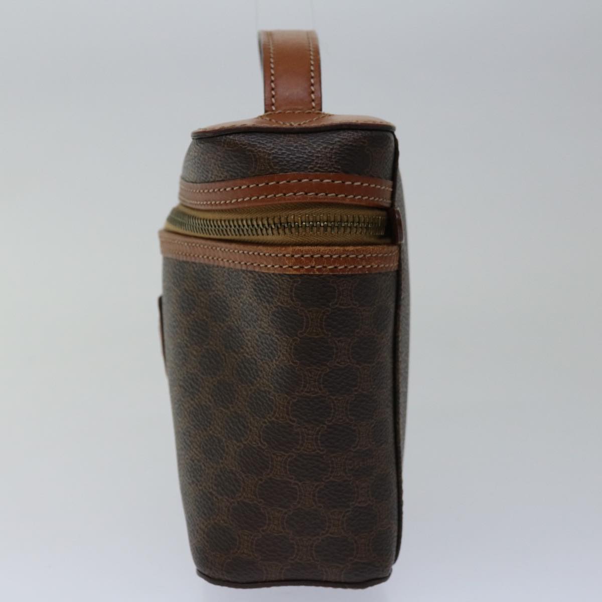 Luxury CELINE Macadam Canvas Vany Cosmetic Pouch PVC Leather Brown 67003