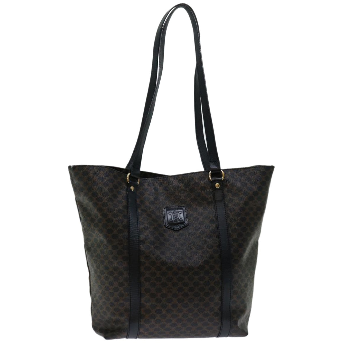 Luxury CELINE Macadam Canvas Tote Bag PVC Leather Black 67059