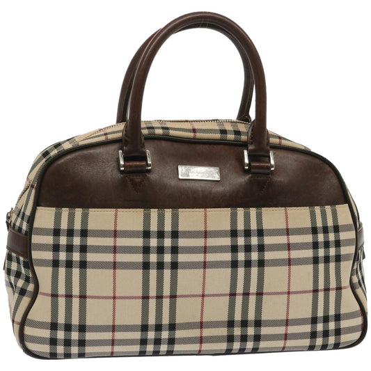 BURBERRY Nova Check Boston Bag Canvas Beige Auth 67063