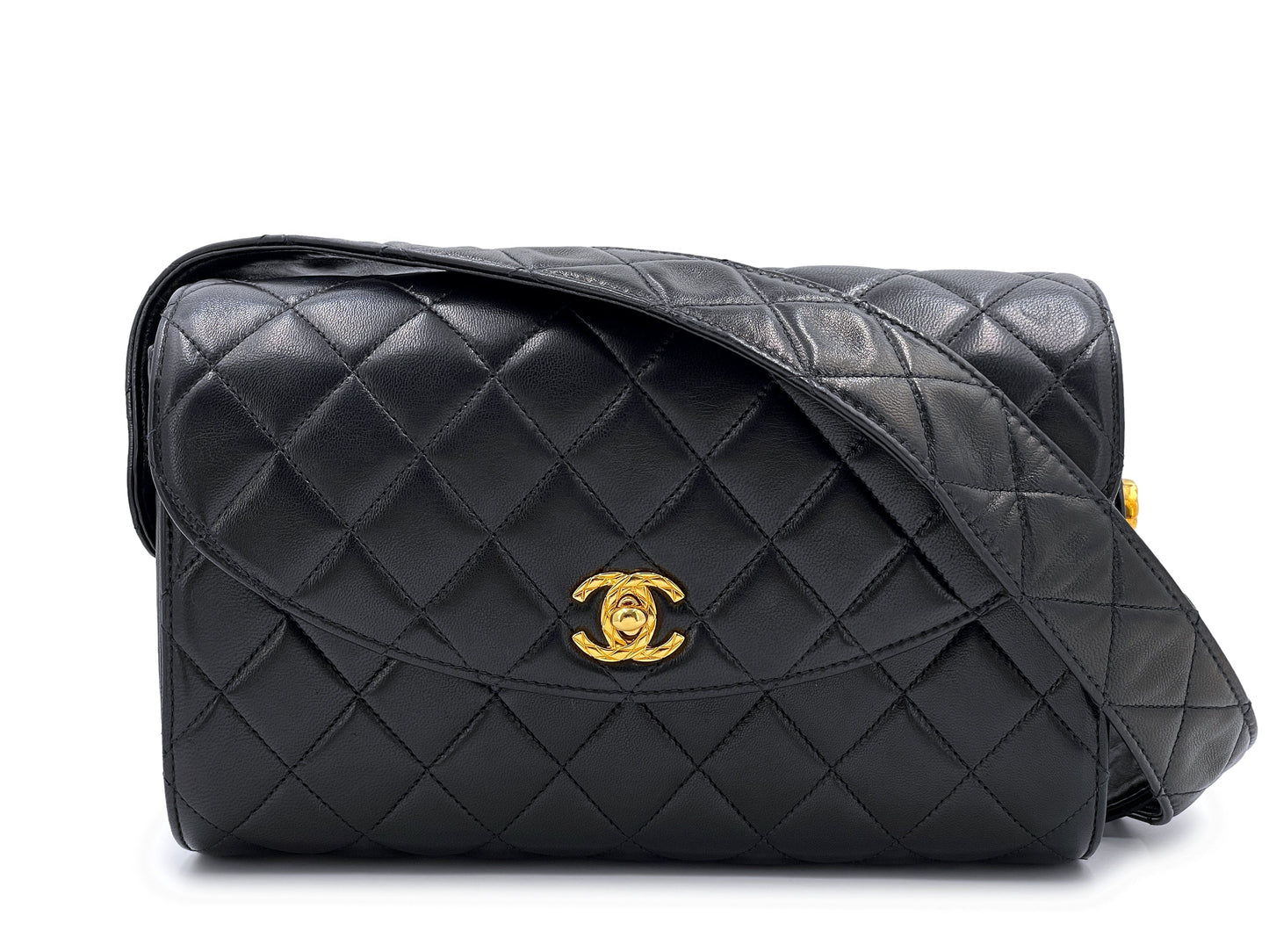 Rare Chanel 1991 Lambskin Crossbody Flap Bag