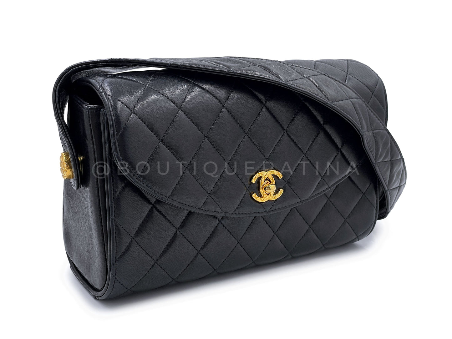 Rare Chanel 1991 Lambskin Crossbody Flap Bag