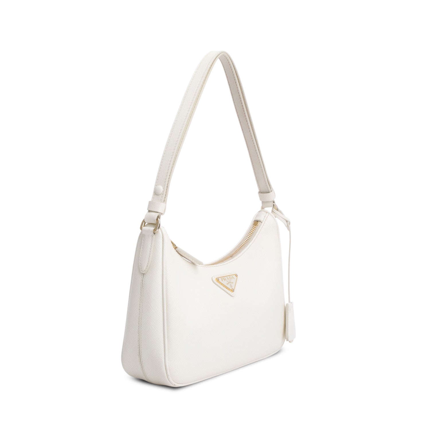 Prada 2023 White Saffiano Lux Mini Re-Edition Shoulder Bag