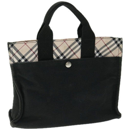 Burberry Nova Check Hand Bag Canvas Beige Black Auth 67106