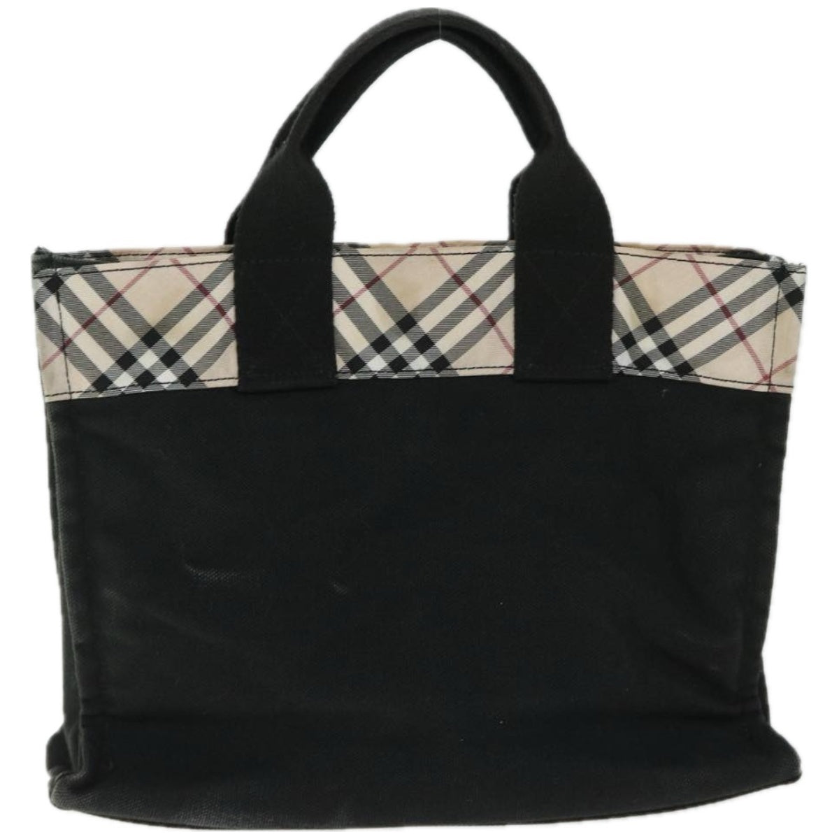 Burberry Nova Check Hand Bag Canvas Beige Black Auth 67106