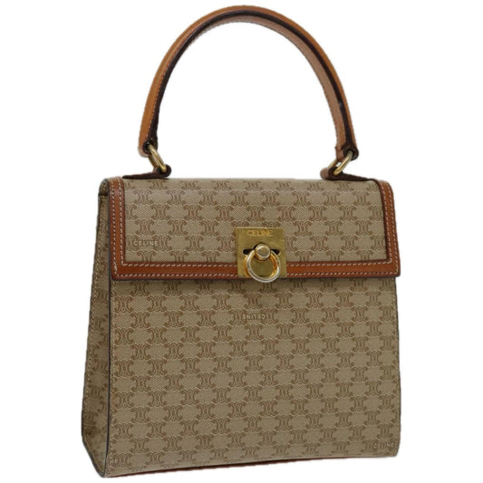 Luxury CELINE Macadam Canvas Hand Bag Beige 67122