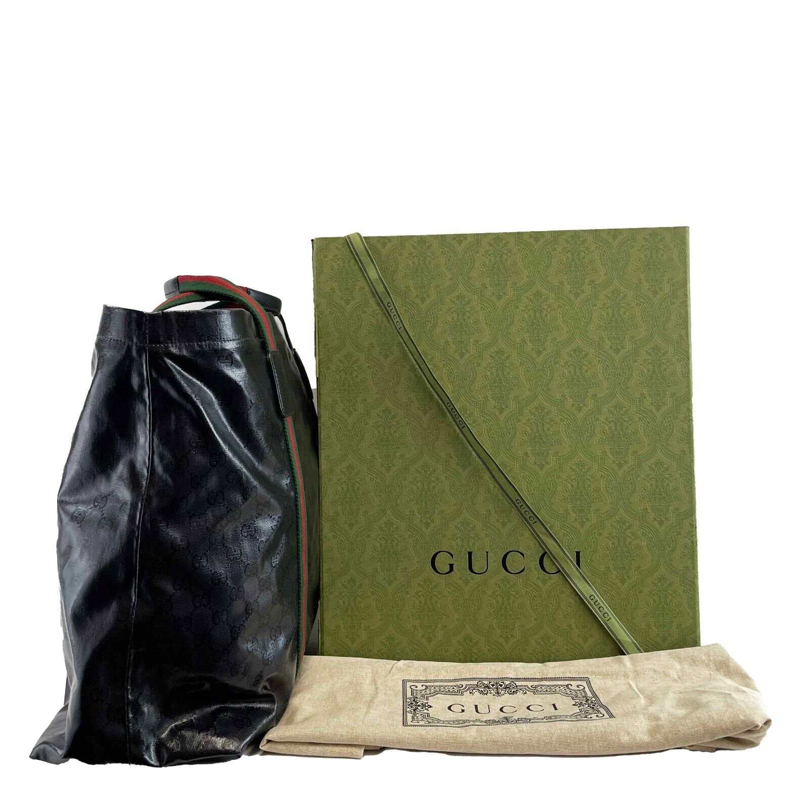 Gucci Nylon Leather Canvas Tote